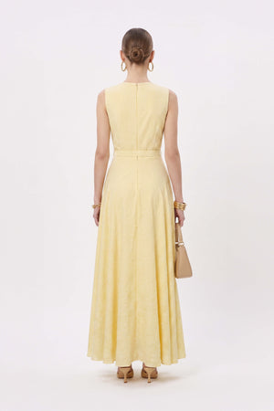 Amalia Striped V-Neck Maxi Vestido 723157 AMA