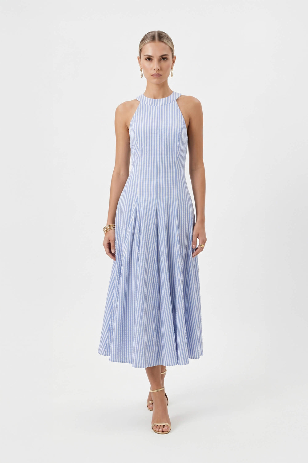 Nadia Tie-Detail Smocked-Cuff Vestido 723173 CIE