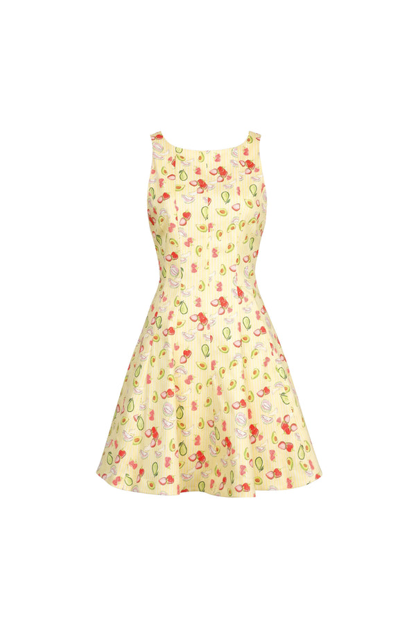 Julieta Fruit Print A-Line Mini Vestido 723175 AMA