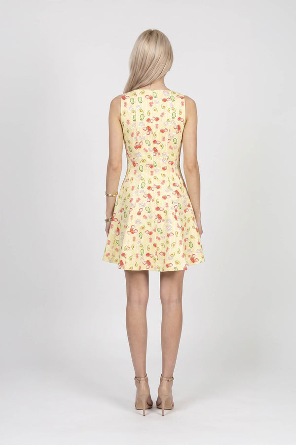 Julieta Fruit Print A-Line Mini Vestido 723175 AMA