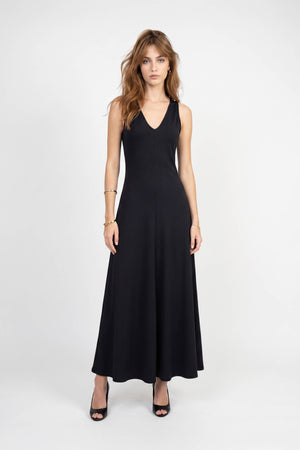 Valeria V-Neck Sleeveless Maxi Vestido 723205 NEG