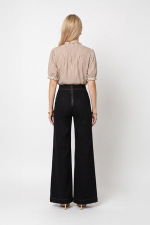 Martina High-Waist Sailor Wide-Leg Pantalón 731104 NEG