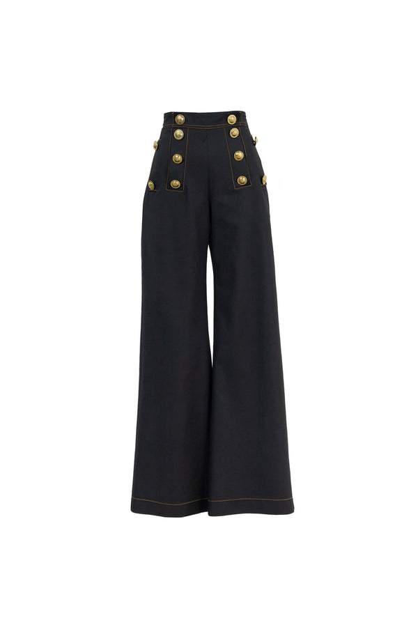 Martina High-Waist Sailor Wide-Leg Pantalón 731104 NEG