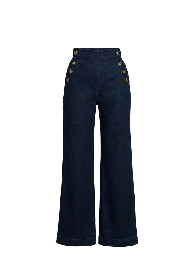 Renata Sailor Double-Breasted Wide-Leg Pantalón 731105 NAV