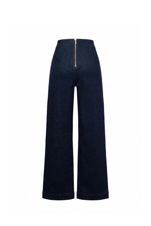 Renata Sailor Double-Breasted Wide-Leg Pantalón 731105 NAV