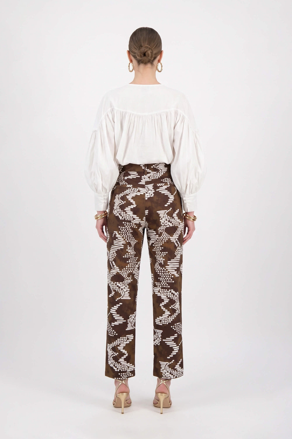 Mia Printed High-Waist Straight-Leg Pantalón 731130 CAF