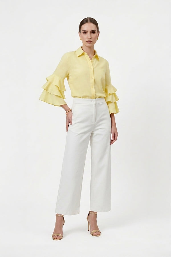 Camille Ruffled Long-Sleeve Shirt Blouse 