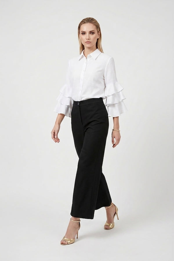 Camille Ruffled Long-Sleeve Shirt Blouse 