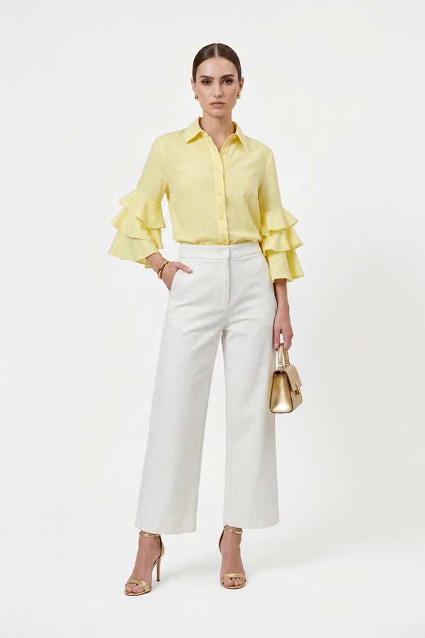 Camille Ruffled Long-Sleeve Shirt Blouse 