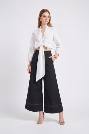 Isabella Scalloped Front Tie Crop Top  554326 HUE
