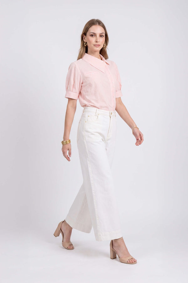 Renata High-Waist Wide-Leg Pantalón 731148 BCO