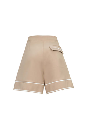 Nora High-Waisted Contrast-Trim Tailored Shorts