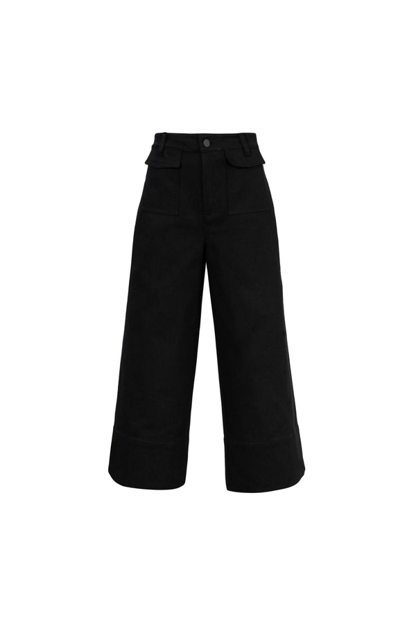 Paulina High-Waist Flap Pocket Wide-Leg Pantalón 731159 NEG