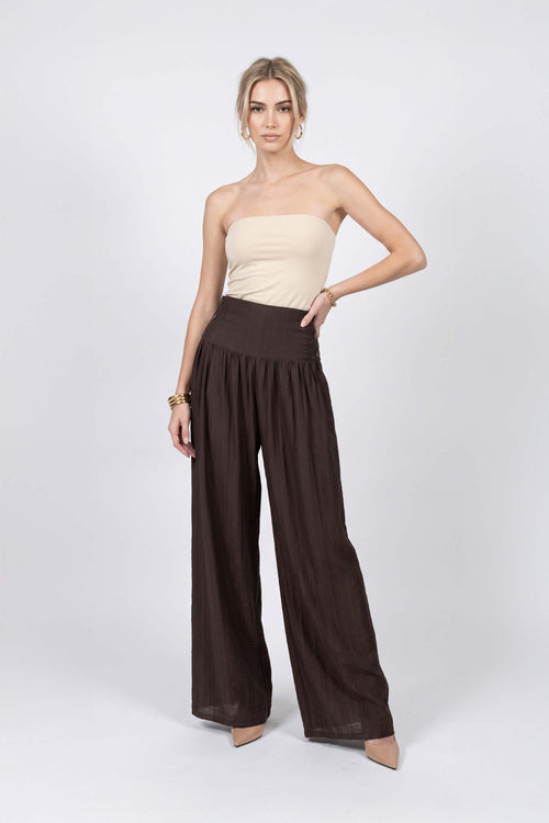 Gala High-Waist Button Wide-Leg Pantalón 731179 CHO