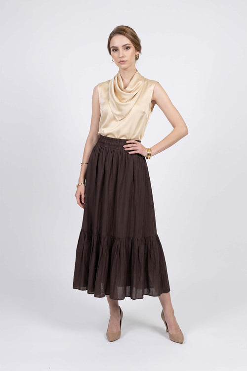 Berenice Tiered Elastic-Waist Maxi Falda 740933 CHO