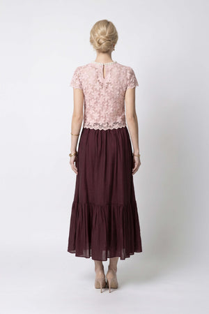 Martina Tiered Elastic-Waist Maxi Falda 740933 PAS