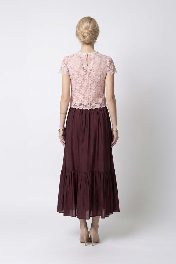 Martina Tiered Elastic-Waist Maxi Falda 740933 PAS