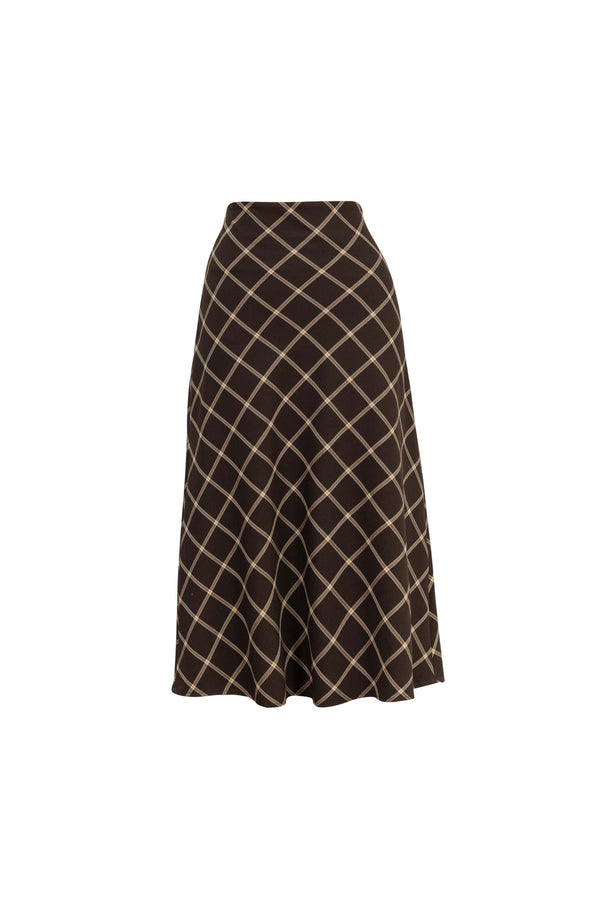 Cassandra Plaid High-Waist Midi Falda 740970 CAF