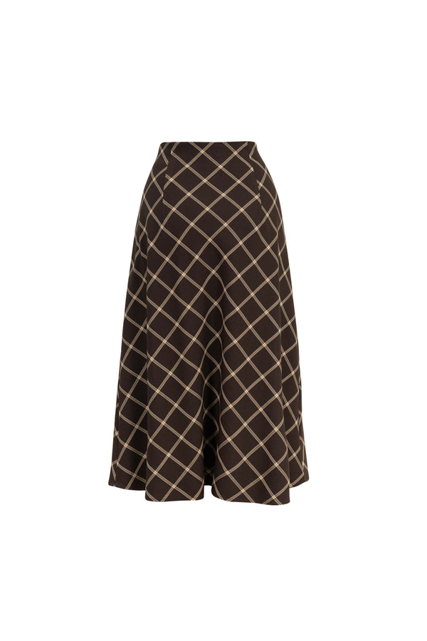 Cassandra Plaid High-Waist Midi Falda 740970 CAF