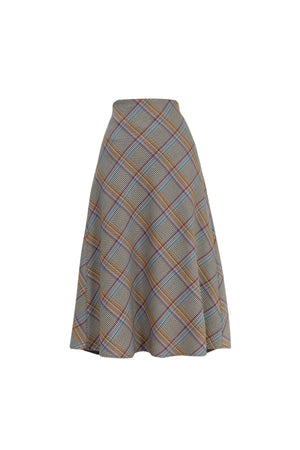 Cassandra Plaid High-Waist Midi Falda 740970 TAU