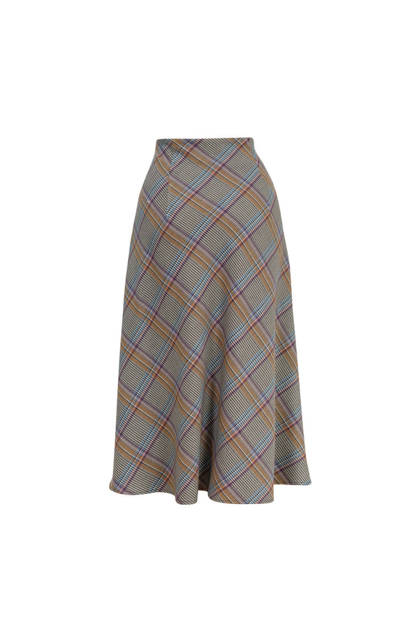 Cassandra Plaid High-Waist Midi Falda 740970 TAU