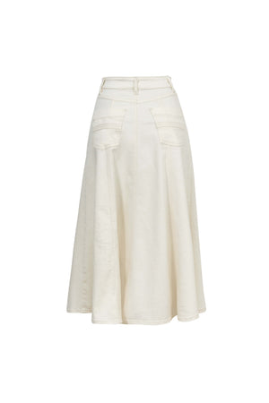 Inés Paneled Denim Midi Skirt
