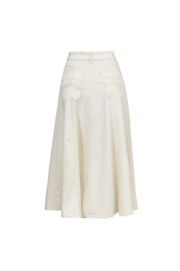 Inés Paneled Denim Midi Skirt