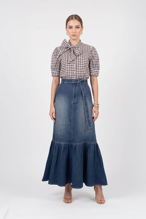 Elena High-Waist Ruffled Maxi Falda 740988 DEN