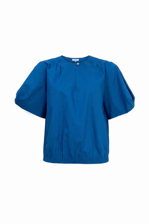 Nadia Smocked-Hem Puff-Sleeve Blusa 752842