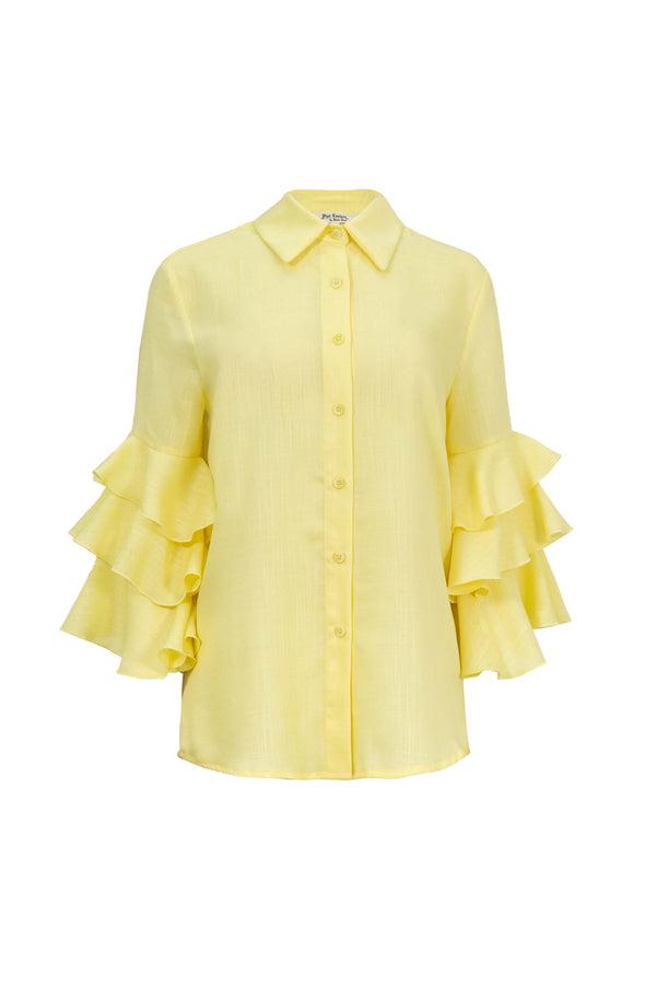 Camille Ruffled Long-Sleeve Shirt Blouse 