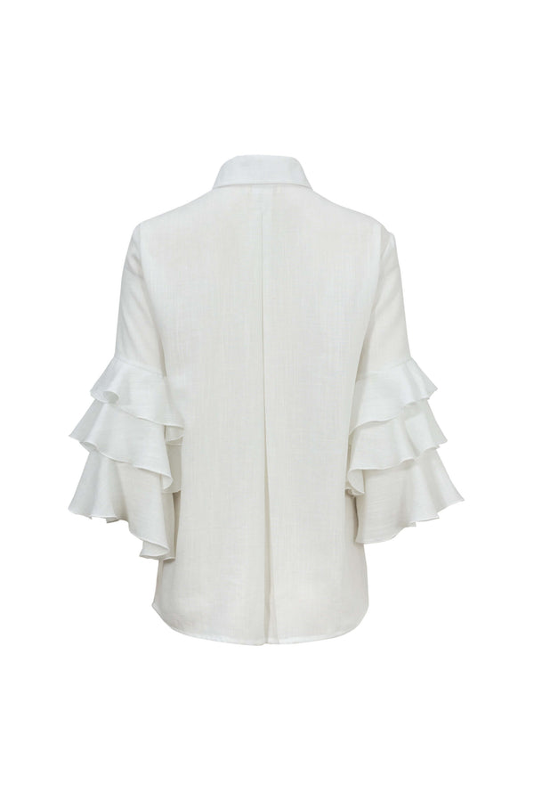 Camille Ruffled Long-Sleeve Shirt Blouse 