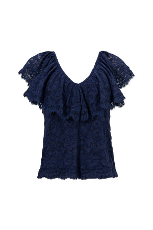 *Viviana Ruffle-Overlay Sleeveless Top 752901 MAR