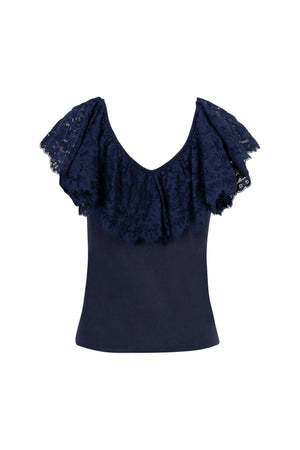 *Viviana Ruffle-Overlay Sleeveless Top 752901 MAR