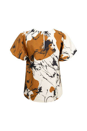 Amira Keyhole-Neck Flutter-Sleeve Blusa 752913