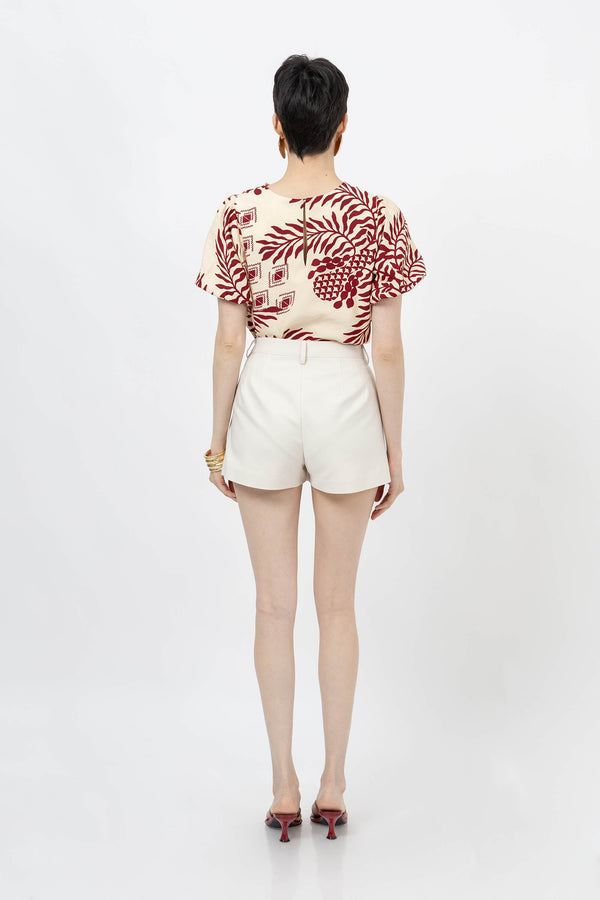Amira Keyhole-Neck Flutter-Sleeve Blusa 752913