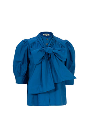 Federica Bow-Neck Gathered-Back Blusa 752943