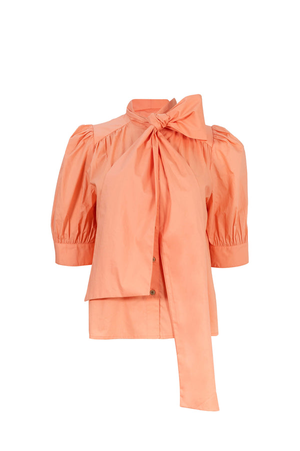 Federica Bow-Neck Gathered-Back Blusa 752943