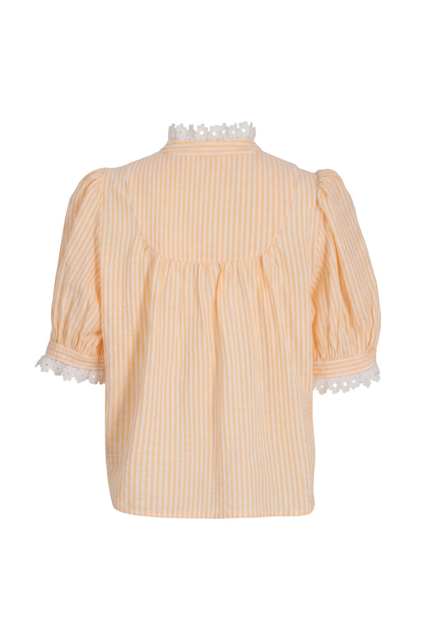 Mia High-Neck Lace Striped Blusa 752952 NAR