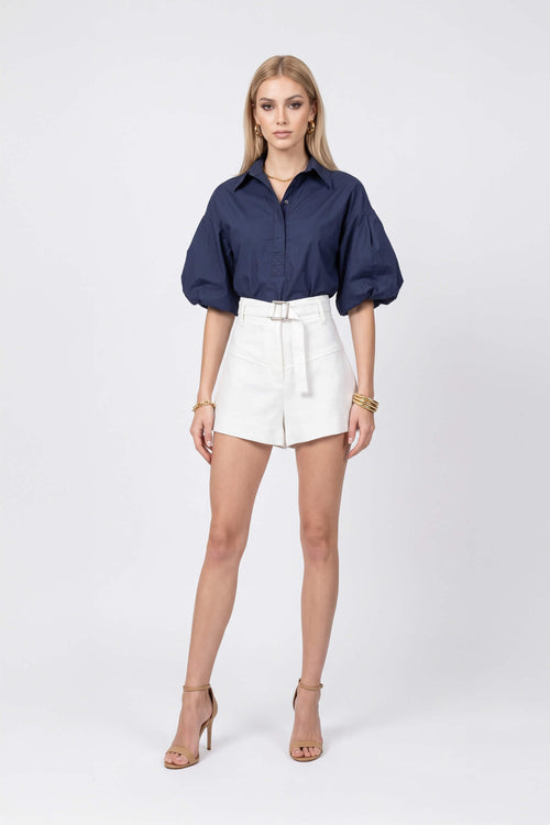 Martina Belted High-Waist Shorts 731152 HUE