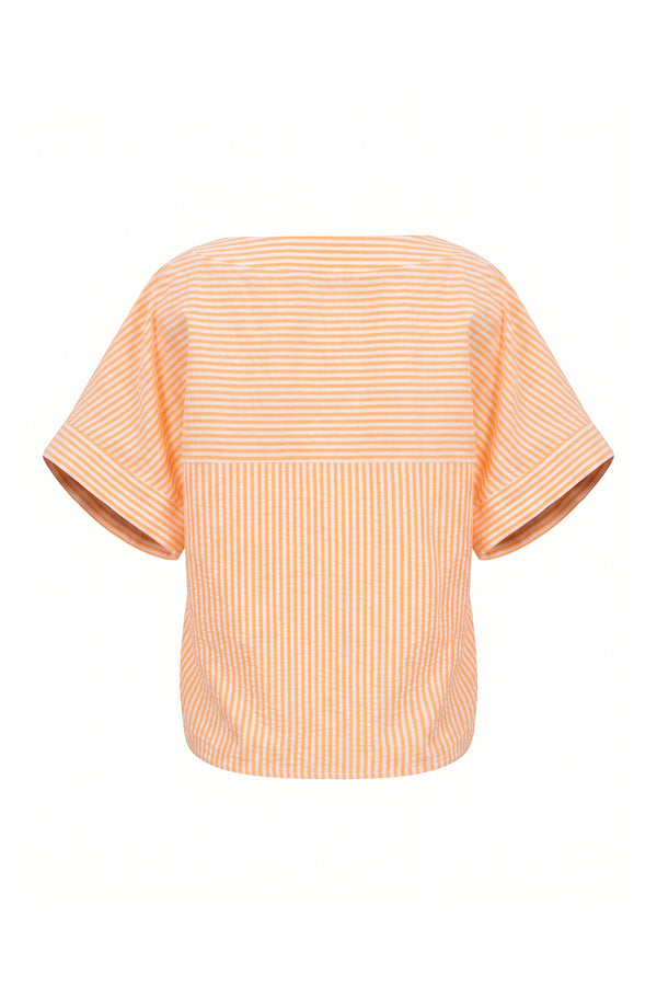 Mia Striped Short Sleeve Blusa 752970 NAR