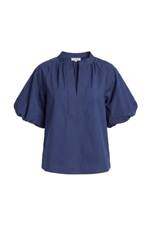 Adriana Puff Sleeve V-Neck Blusa 752975 AZU