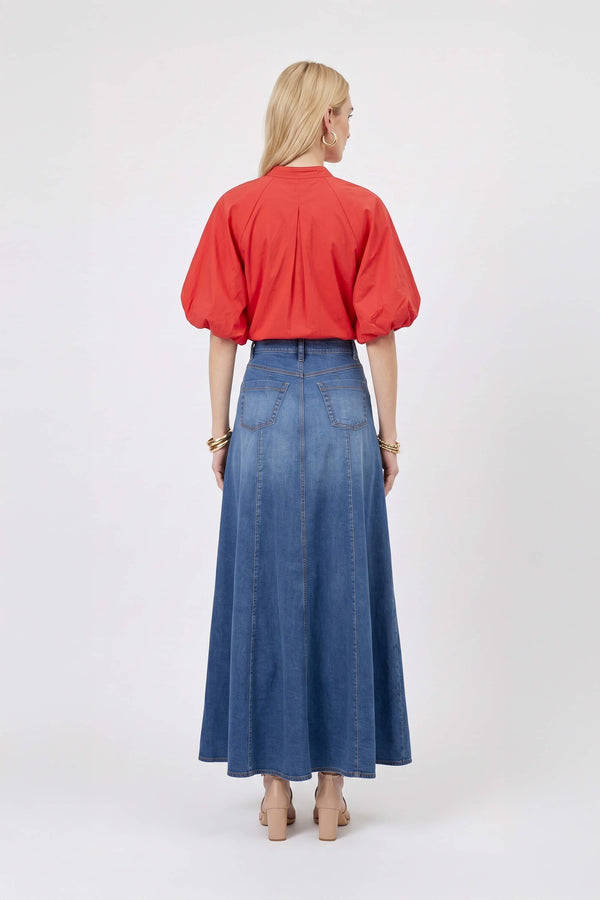 Adriana Puff Sleeve V-Neck Blusa 752975 ROJ