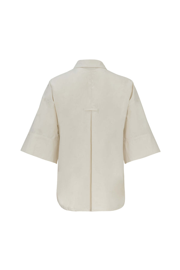Camila One-Shoulder Smocked-Cuff Blusa 752992CRE