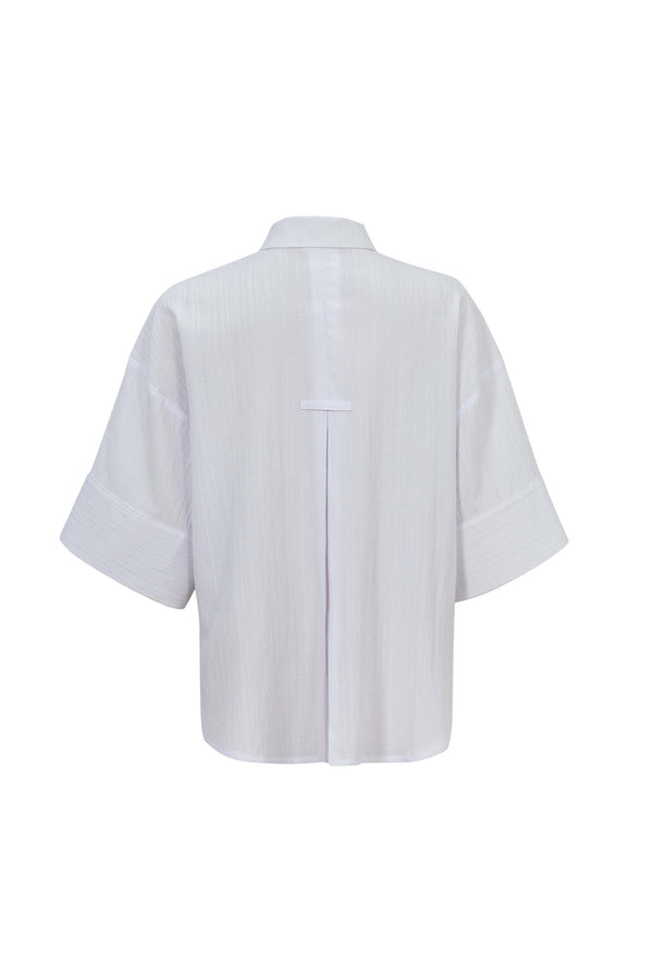 Camila One-Shoulder Smocked-Cuff Blusa 752992
