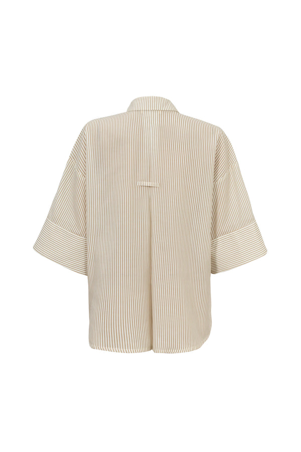 Camila One-Shoulder Smocked-Cuff Blusa 752992