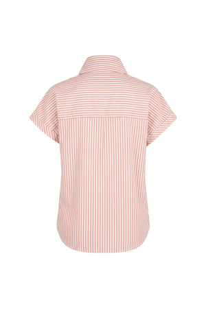 Inés Tie Neck Striped Short Sleeve Camisa 752994 BEI