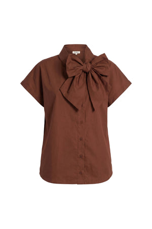 Inés Tie Neck Striped Short Sleeve Camisa 752994 CAF