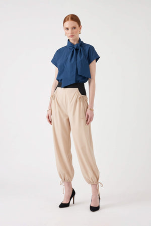 Cassandra Contrast Waistband Drawstring Balloon Pantalón 532182 CRE
