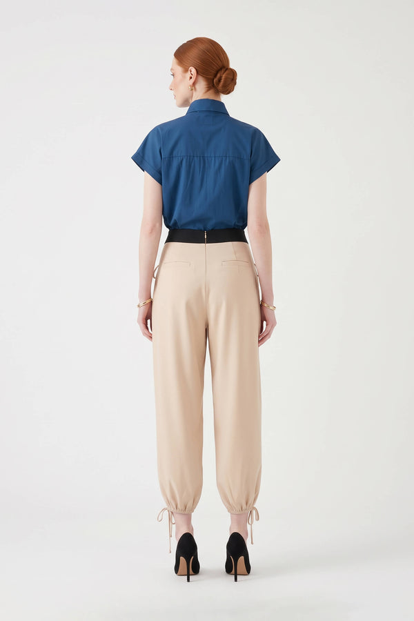 Cassandra Contrast Waistband Drawstring Balloon Pantalón 532182 CRE