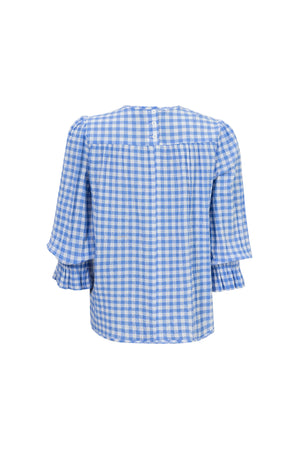 Viviana Wide-Collar Bishop-Sleeve Blusa 752996